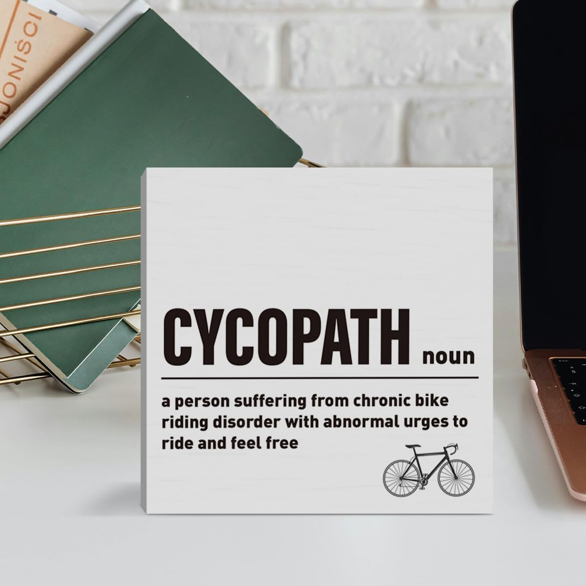 Biker Gift For Men Women, Cycling Gift for Him Men Bike Lovers Rider Cyclists Christmas Birthday Gift Biker Garage Desk Decor Wooden Sign, with Abnormal Urges to Ride and Feel Free image 3