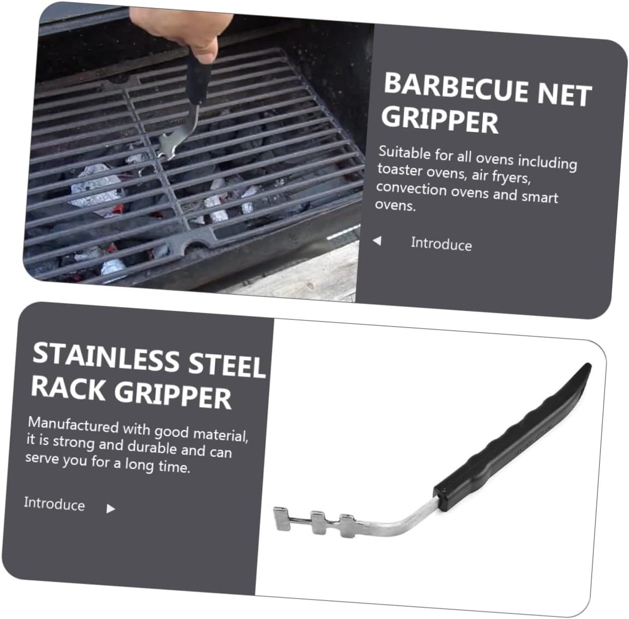 2pcs Stainless Steel Grill Grate Lifter Gripper for Safe Cooking