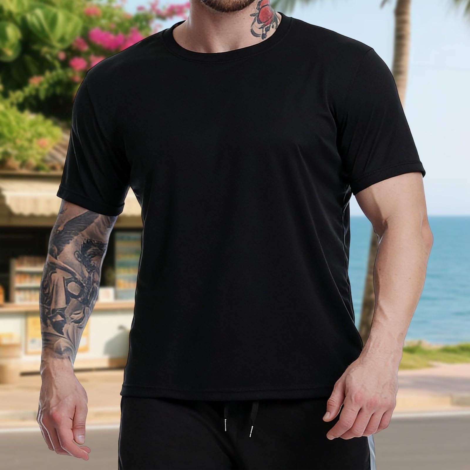 Quick Dry Ice Silk Athletic T-Shirts for Men Athletic Short Sleeve Moisture Wicking Sport Tee for Running Training