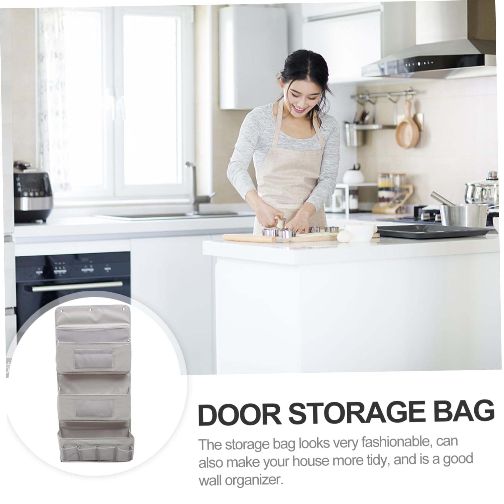 Organizador Colgante para Armario 3 Capas Gris Tela Resistente Bolsillos Múltiples Almacenamiento Dormitorio Cocina Oficina Bolsa Pared