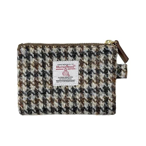Image of Harris Tweed Mini Coin Purse Handmade Lipstick Bag Vintage British Portable Credit Card ID Wallet with YKK Zipper for Women and Men (No.609)