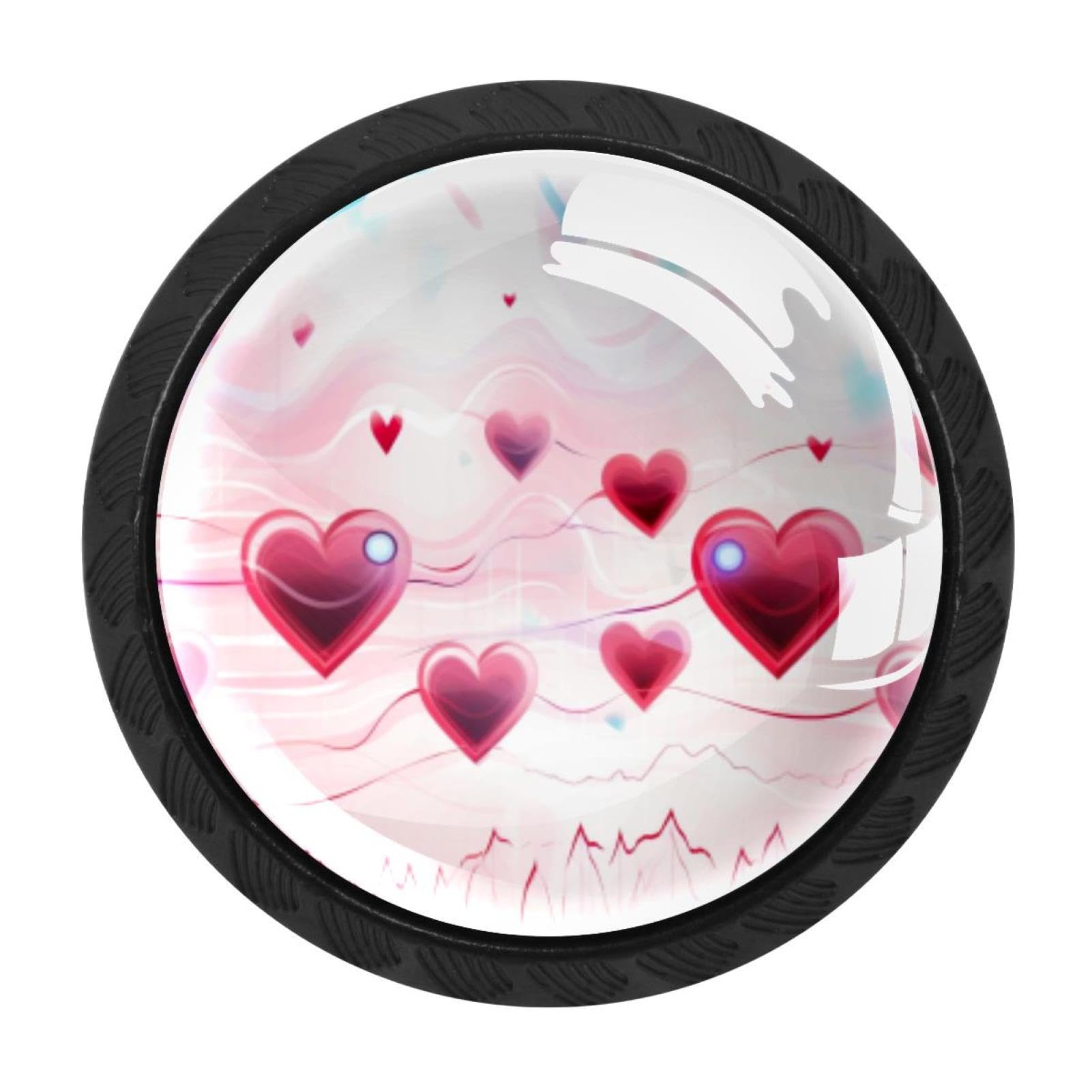 Chenzzzz Multicolored 10 4 Pcs Valentine's Day Love Heartbeat Crystal Glass Cabinet Knob Drawer Pull Handle For Kitchen Cupboard Dresser Wardrobe Etc