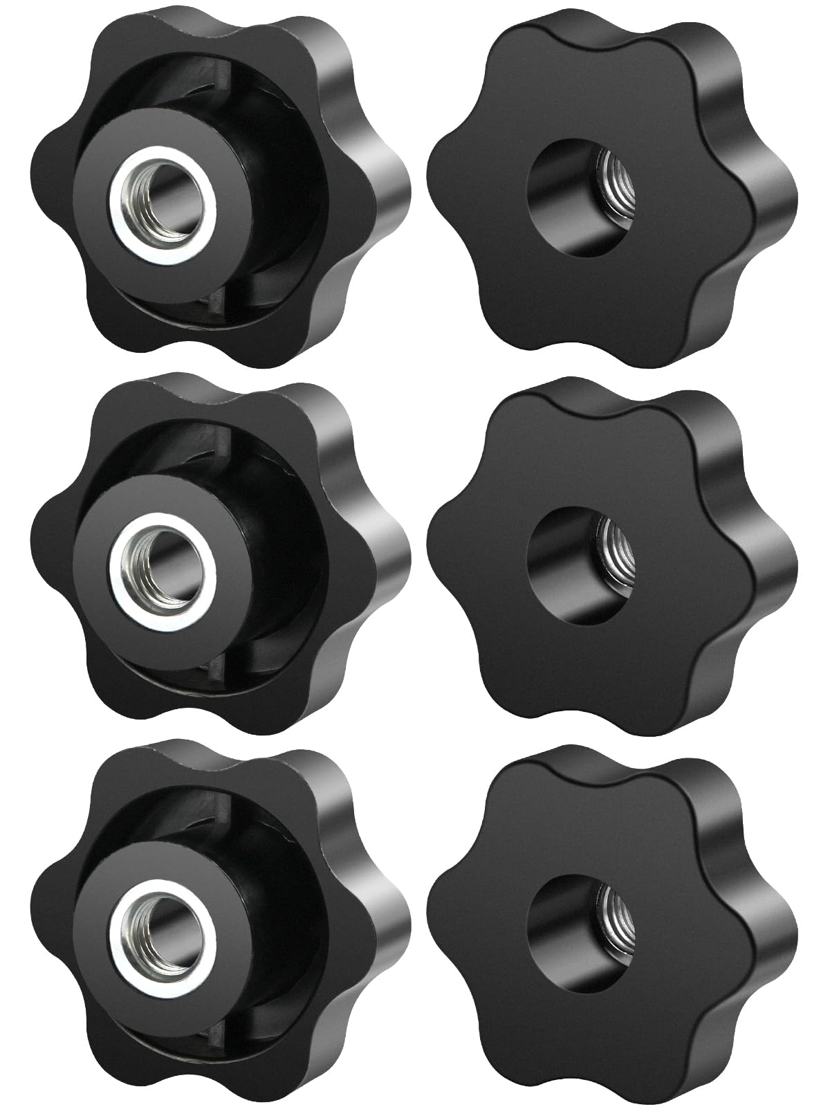 6 Pezzi M10 50mm Manopola di Serraggio con Filettatura Impugnatura Ferro Zincato Zigrinata, Universale Manopole Maniglia Stella Testa Serraggio Dado Dadi Manopola per Macchine Utensili