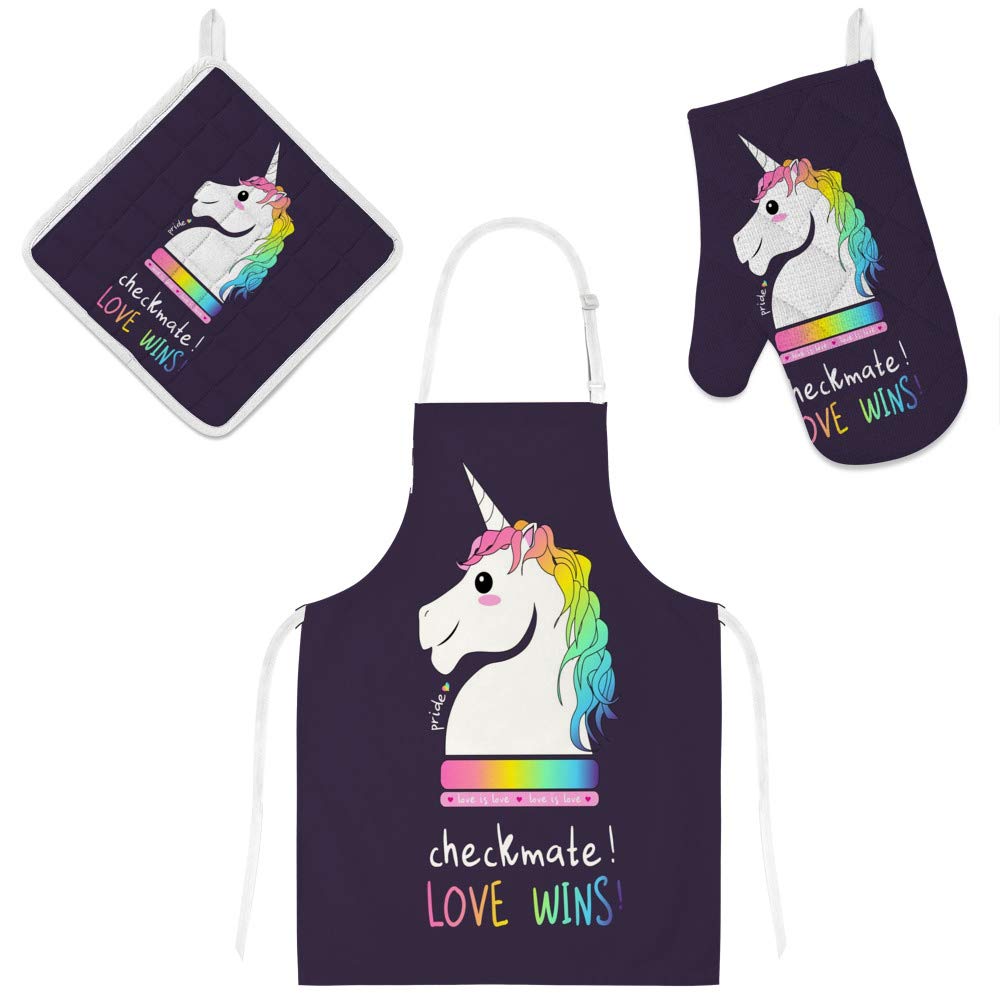 Tablier de cuisine licorne et gant isolant pour cuisiner en famille au quotidien