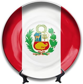 Decorative Plates Display for Peru Flag Round City Travel Souvenirs Wall Art Home Desk Table Decor Hanging Festival Wedding Gift Collection 293