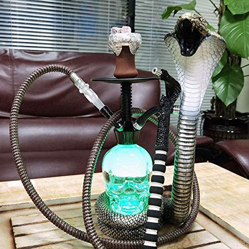 YAMAXUN Shisha Set mit LED-Licht Shisha Cobra Form Shisha Komplett-Set mit Shisha Kopf, Schlauch, Tongs, ohne Nikotin,B – Bild 4