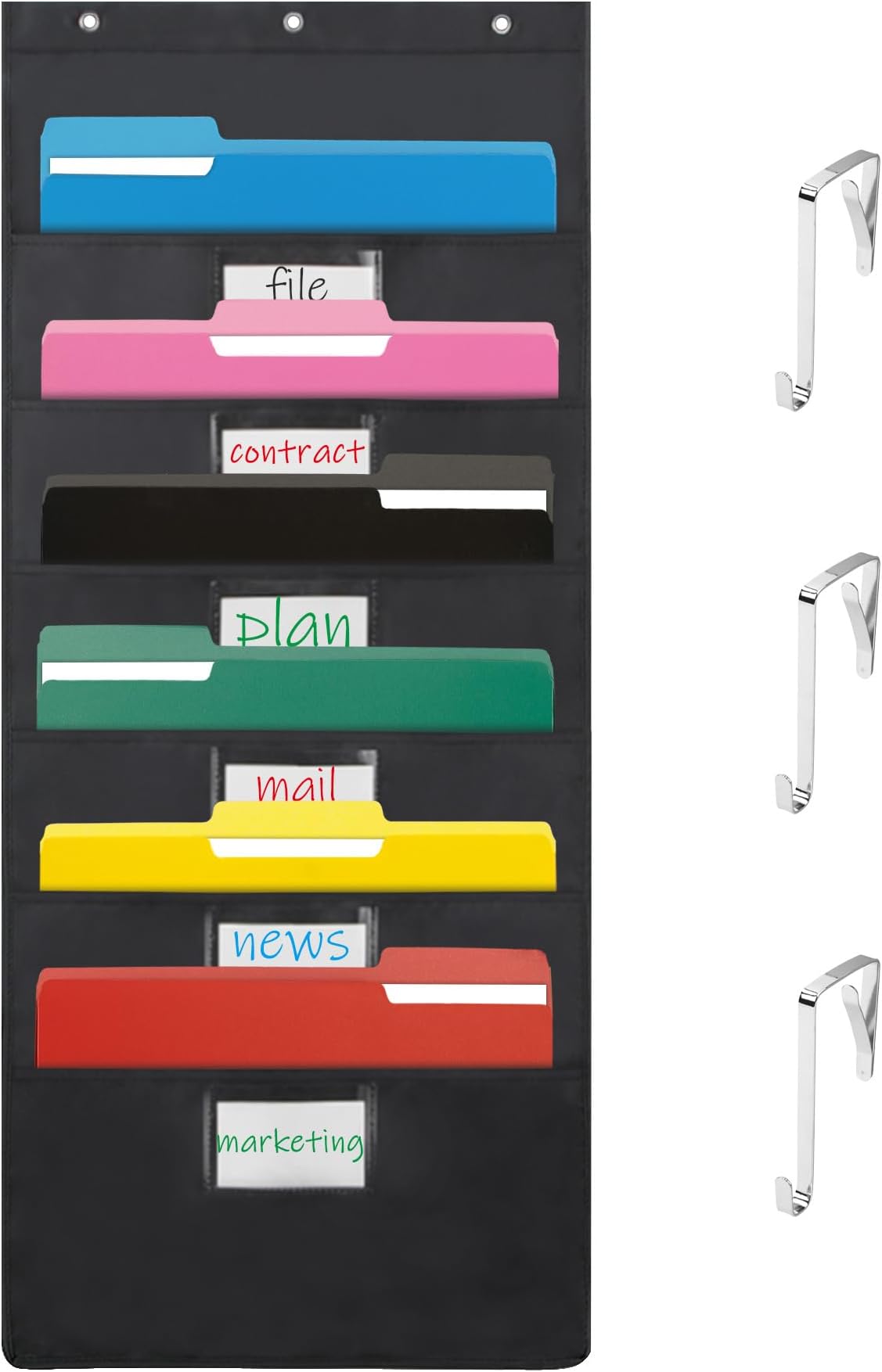 Amazon.com : Hanging File Holder Organizer Rack, 5 Pocket File Folders ...