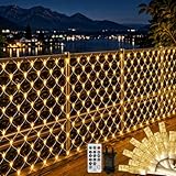 THKFUL 6x3M Lichternetz Außen mit Stecker- Lichterkette Netz mit Fernbedienung Timer- Kristall 408LED Garten Baum lichterkette Aussen-Wasserdichte...