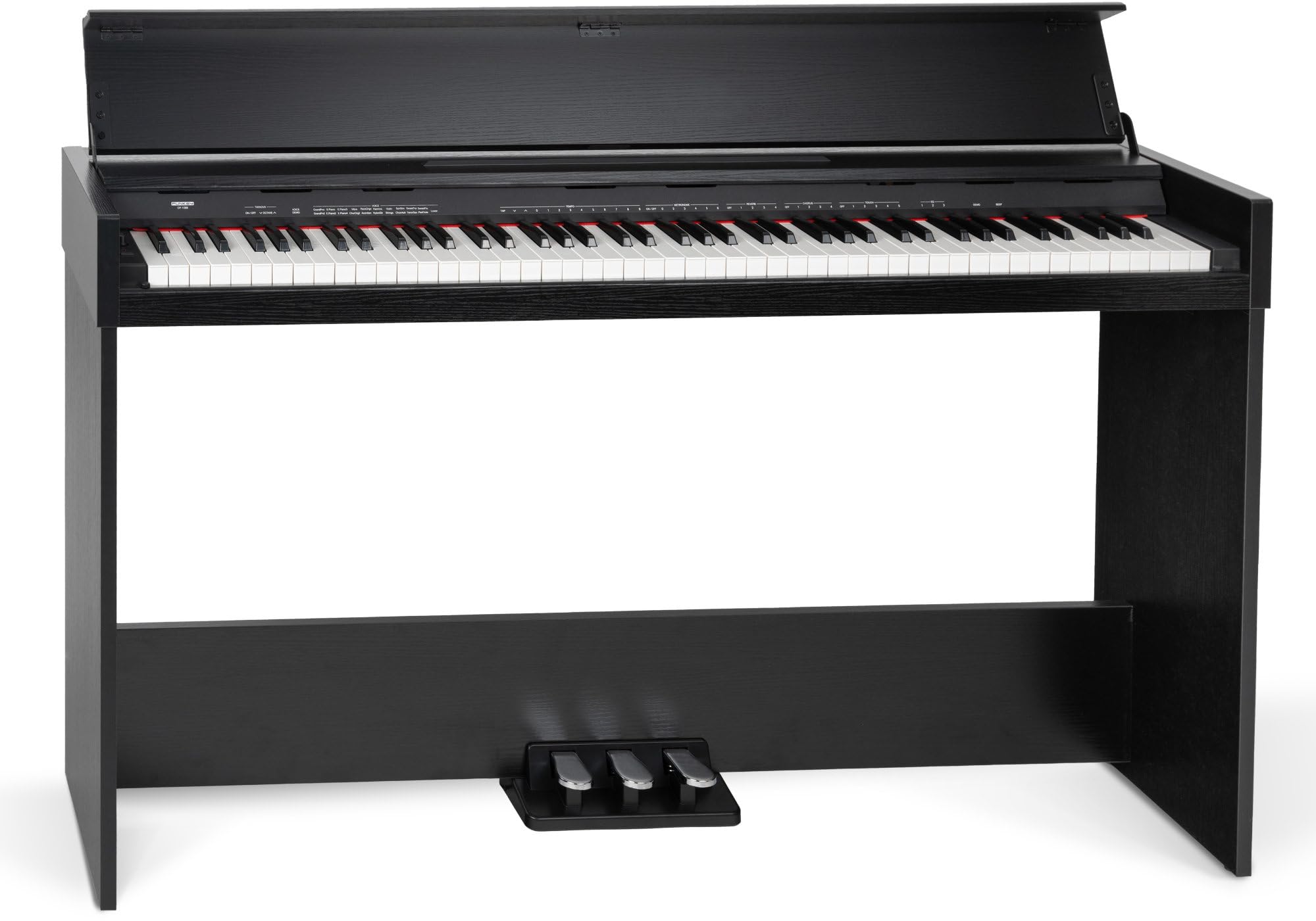 FunKey DP-1088 SM Pianoforte digitale sottile - 88 tasti sensibili alla velocità e 3 pedali - 20 suoni - Altoparlanti stereo integrati e 2 prese per cuffie - Finitura nera opaca