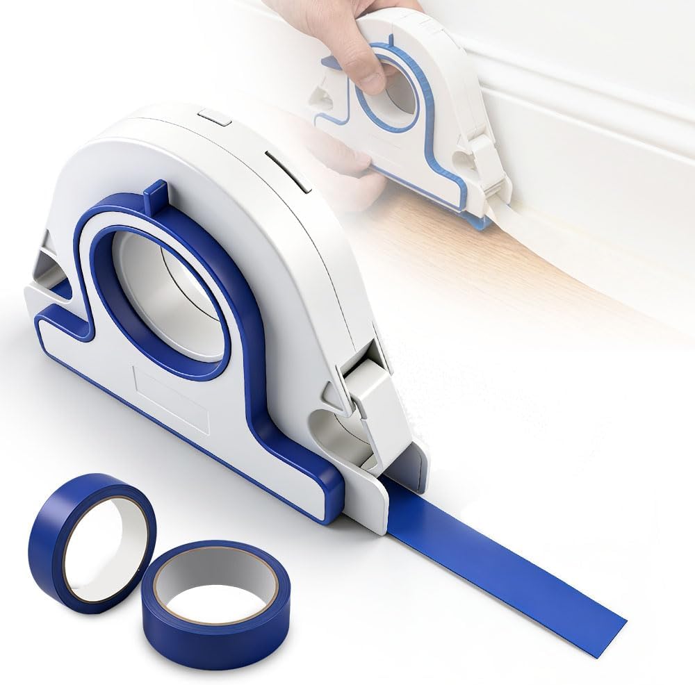 Painters Tape Applicator, Masking Master Tape Dispenser with Scraper, Professional Masking Tape Dispenser Set for Trim, Windows and Door Frames (Grouting Tools with 5 White Rolls)