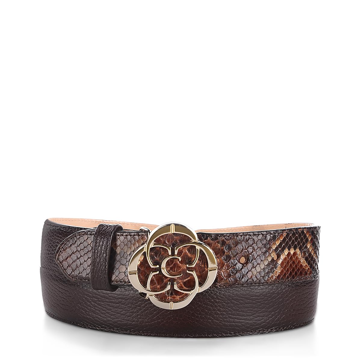 CUADRA Women's Belt Featuring a Unique blend of Genuine Python and Bovine Leather Brown CDA32PH