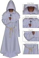 Vista 16 de Coser Park - Disfraz de monje medieval para Halloween, disfraz con capucha Negro