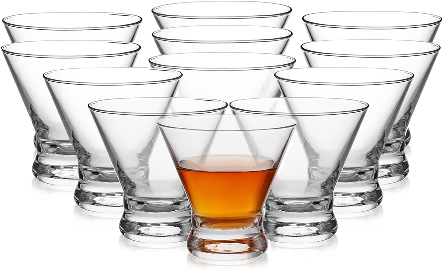 WOTOR Stemless Martini Glasses Set of 12, 8oz Cocktail Glass Set, Fancy Modern Martini Cups for Bar, Short and Small Margarita glasses