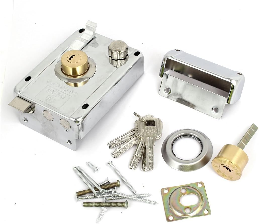 uxcell Home Door Gate Safety Vertical Keyway Cylinder Deadbolt Rim Lock Set