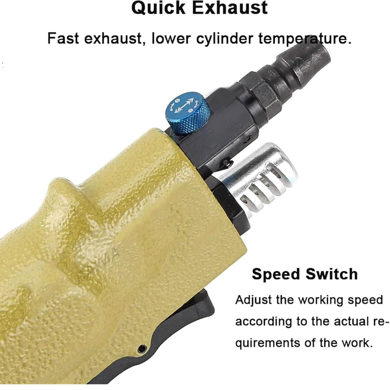 Maschiatrice Pneumatica Portatile, Punta Da Trapano Pneumatica Reversibile Con 6 Mandrini Autobloccanti, Trapano a Pistola Ad Aria Compressa Da 1/4" 700-2000 Giri/min. Velocità Regolabile