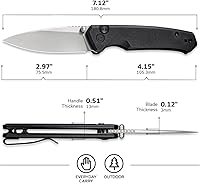 Vista 3 de CIVIVI Altus - Cuchillo plegable de bolsillo con cierre de botón y abridor de pulgar, 2.97 pulgadas Nitro-V Silver Bead Blasted Blade Black G10