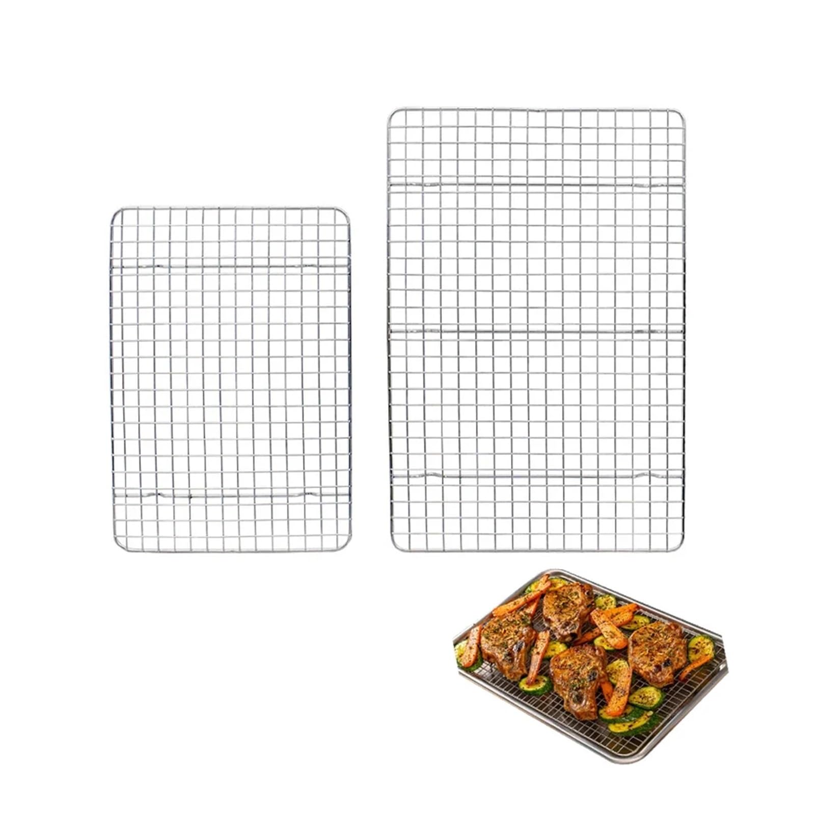 Kühlgitter aus Edelstahl Metall BBQ Grill Rack Draht Kühlregal Cookie Kuchen Brot Backen Racks for Ofen Edelstahl Werkzeuge