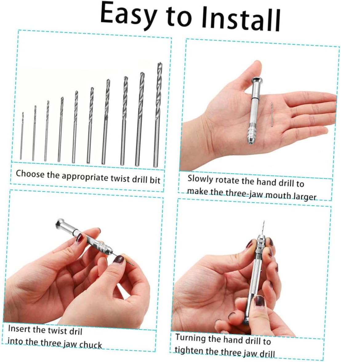Precision Pin Vise Drill Bits Set Vise Hand Drill for Miniatures Resin Hand Tool