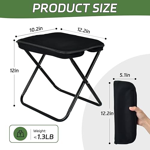 Miniatura 2 de Taburete plegable, paquete de 2, silla portátil, taburete portátil ligero para adultos, sillas portátiles para adultos, soporta hasta 220 libras,