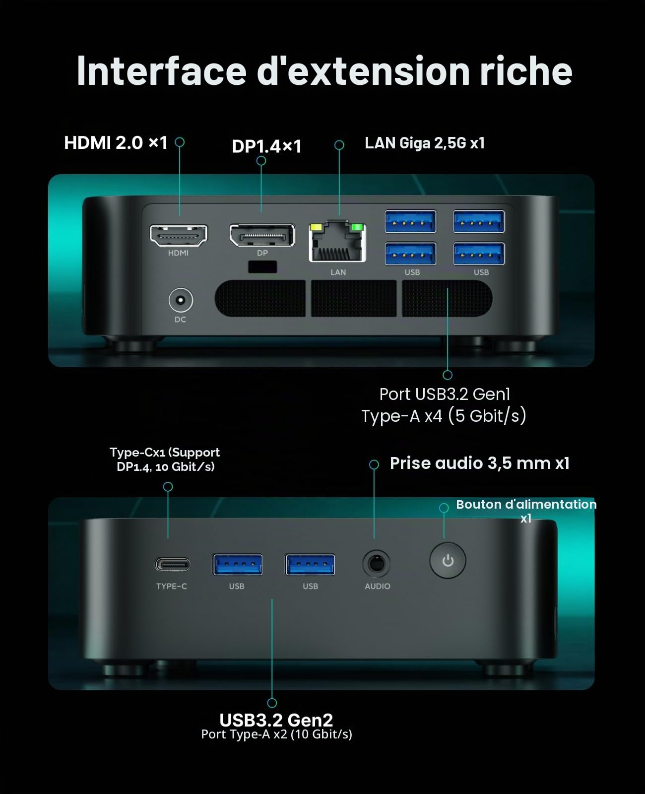 ACEMAGIC M1 Mini PC, AMD Ryzen 7 7735HS jusqu'à 4,75GHz, 24Go LPDDR5 | 512Go NVMe SSD Mini Ordinateur, Windows 11 Pro/4K Triple Display/WiFi 6/BT 5.2/VESA Supporté pour bureau à domicile/Bureau