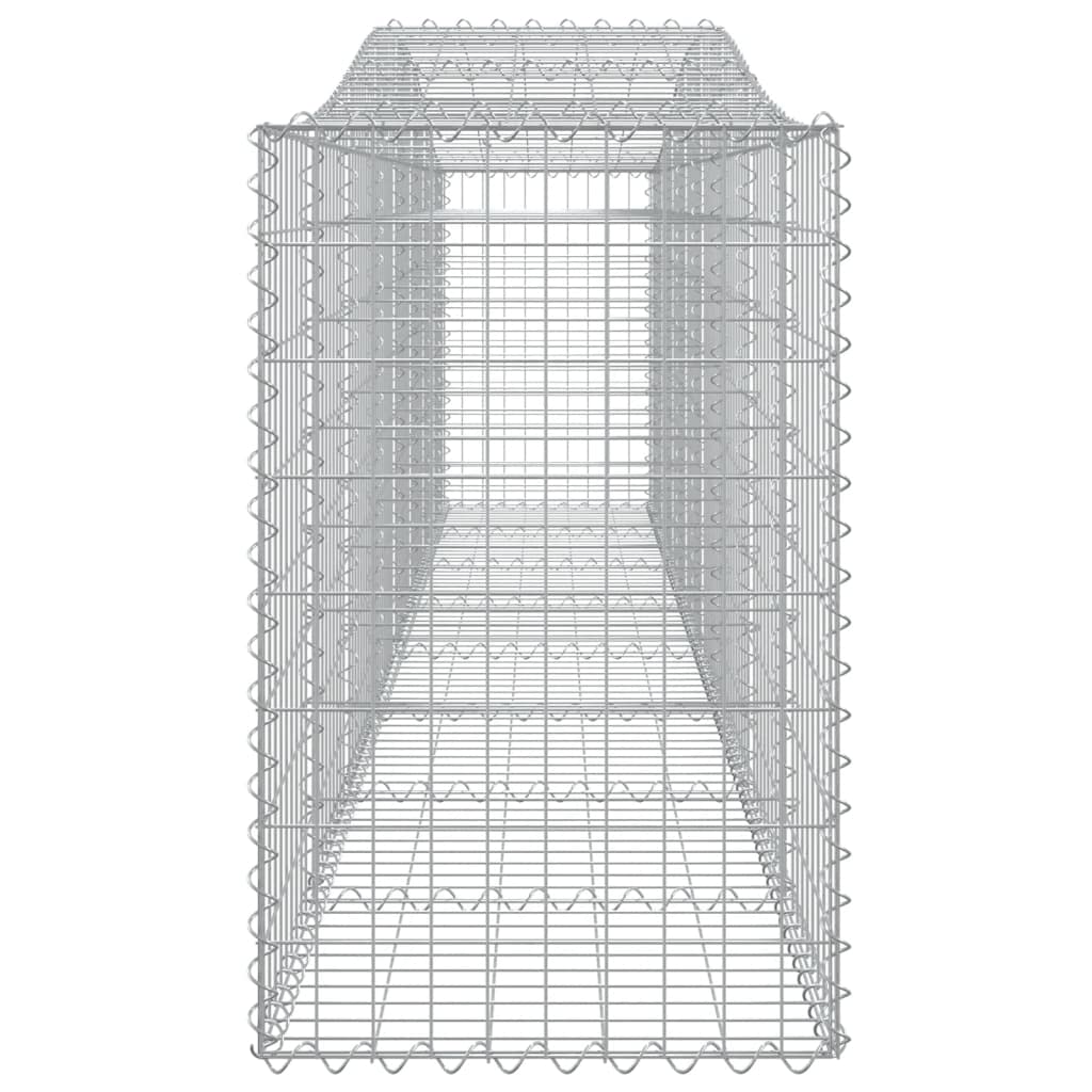 Gaviones con arco alto, 9 unidades, 400 x 50 x 80/100 cm, plateado galvanizado | Cestas de piedra de alambre resistentes para protección visual y decoración de jardín para patio, jardín delantero y paisaje.