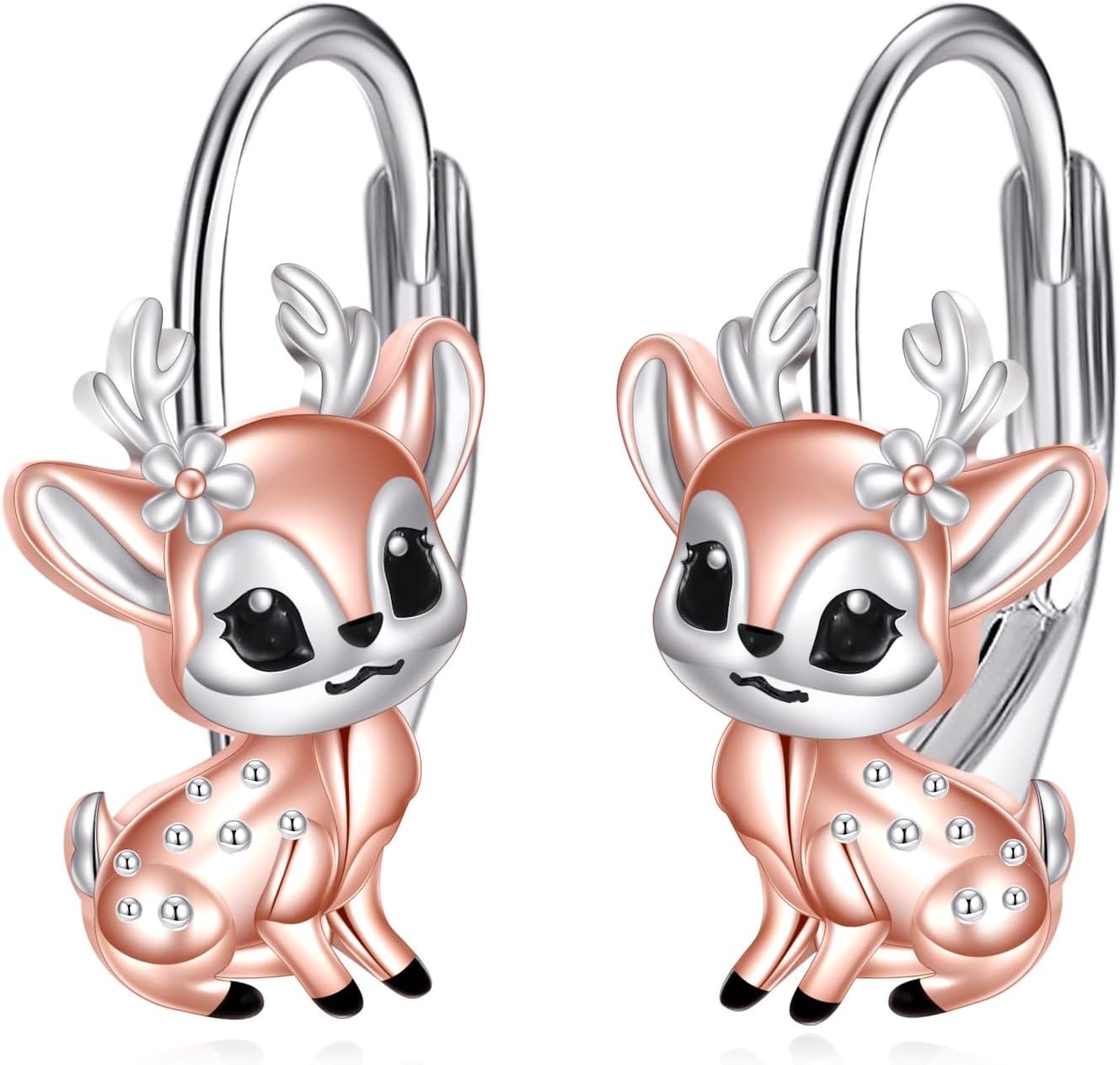 Fox/Frog/Deer/Owl/Sloth/Bunny Earrings 925 Sterling Silver Animal Earrings for Women Leverback Earrings Jewelry Gifts for Daughter Wife Girlfriend