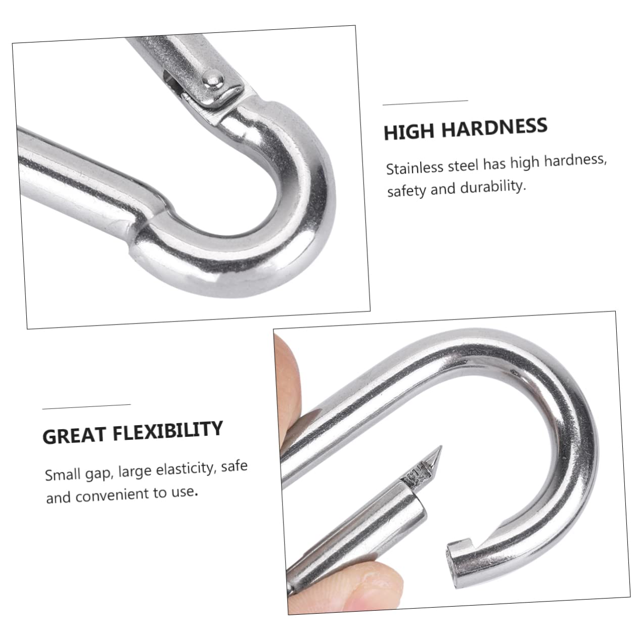 ERINGOGO 1 Sheep Eye Nails snap Hook Shut up Mountain Climbing Clips Rings Hammock Stainless Steel Lifts Hanging Chair Hook Accessories Hammock Anchor kit for Tree Screw, 8X0.3CM, Silver