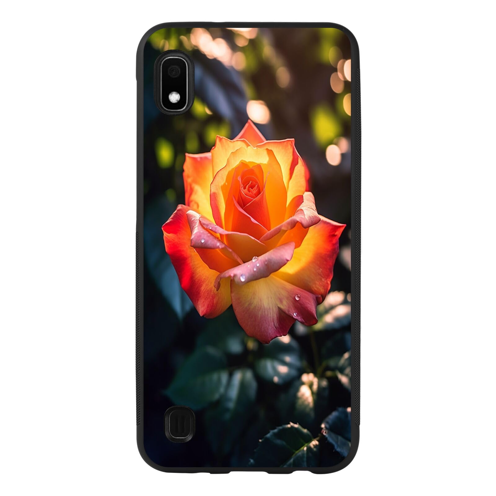SHENCANG BLUE Case for Samsung Galaxy A10 Rose Designer Art122, Black Anti-Scratch Shockproof Slim Rubber Frame Mobile Cellphone Smartphone Case