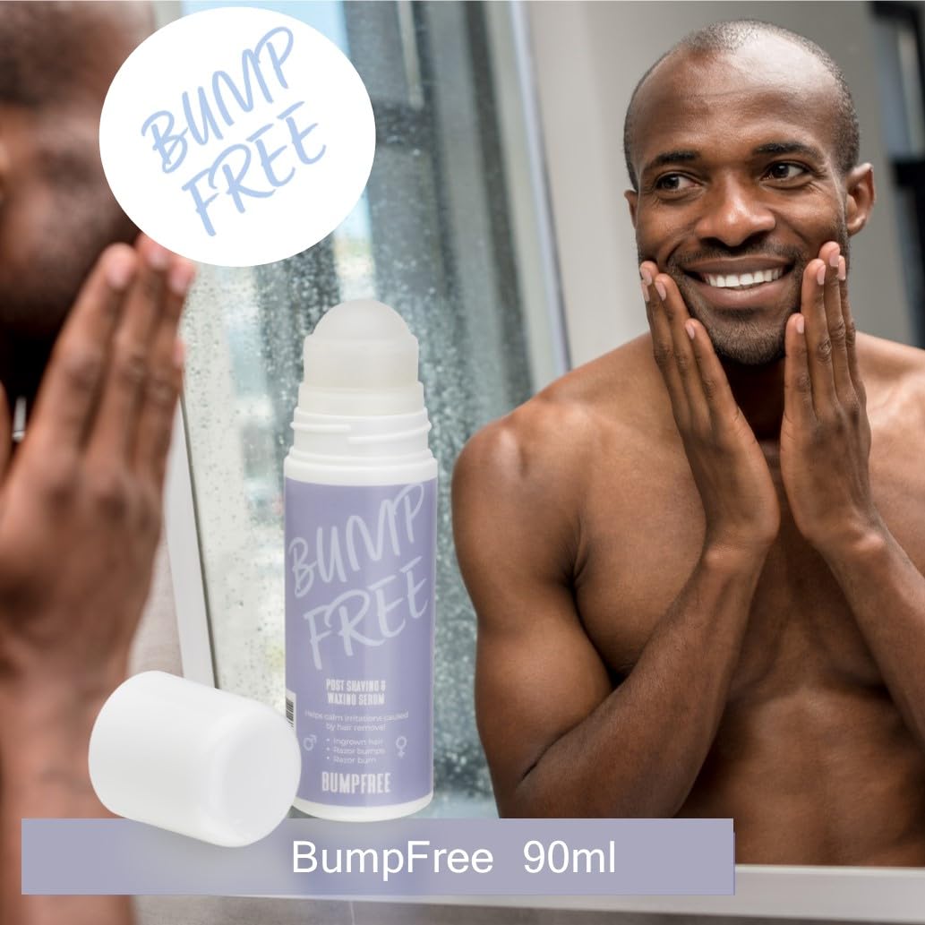 Zestaw 3 sztuk; BumpFree serum przeciw pryszczom po goleniu, wrastającym włosom i oparzeniom po goleniu – pielęgnacja po goleniu dla mężczyzn i kobiet – 90 ml Roll-On