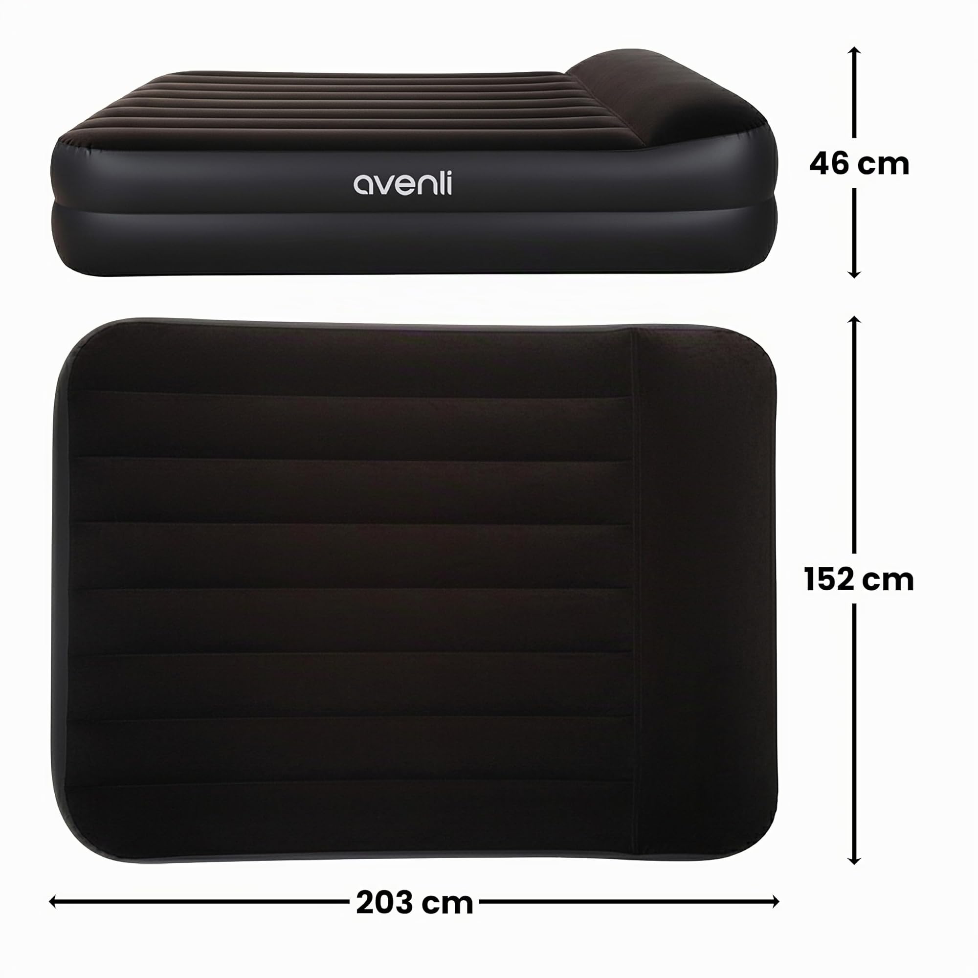 AVENLI Luftmatratze Luftbett selbstaufblasend für 2 Personen 203x152x46cm aufblasbare Matratze Gästebett mit integrierter Pumpe extra hohe Liegefläche beflockte Oberfläche für Camping & Zuhause