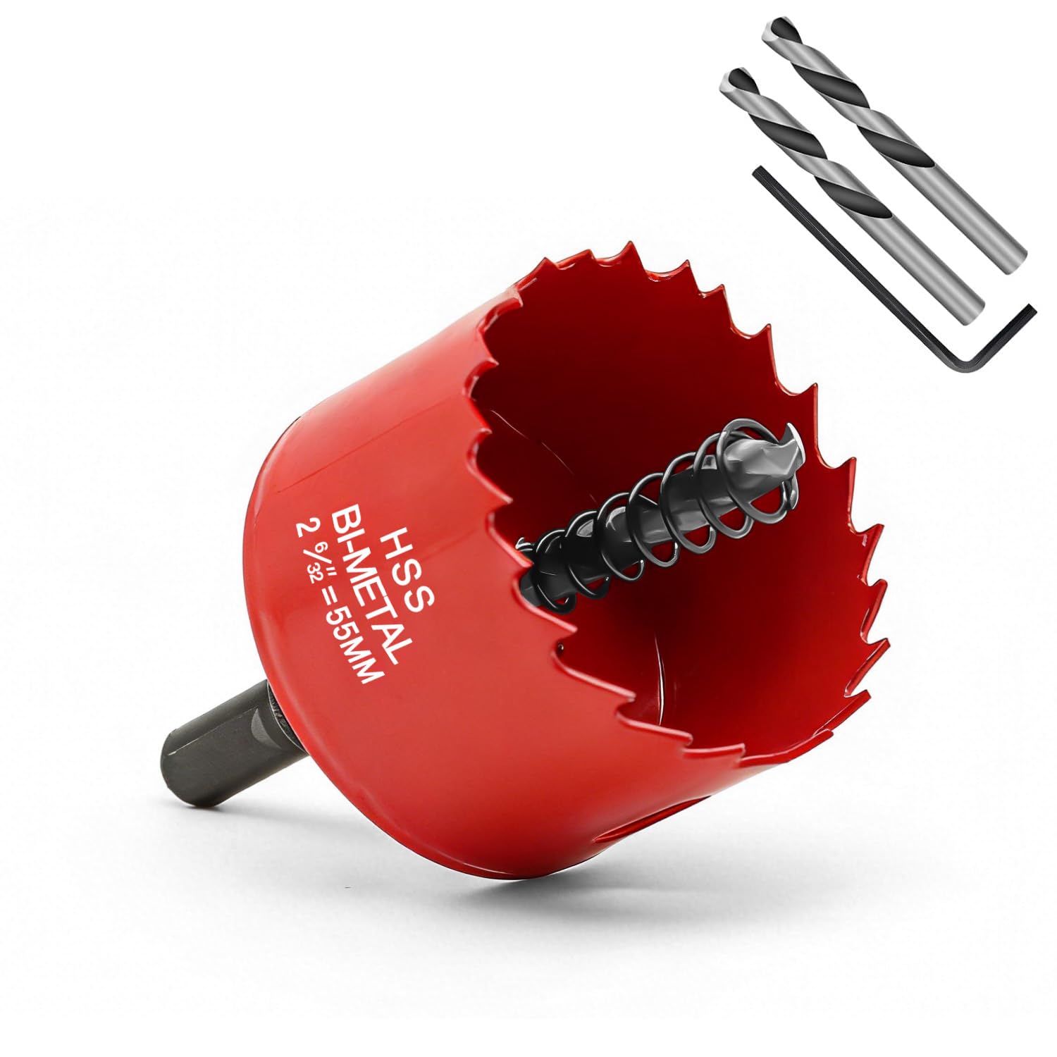 55 mm HSS Bi-Metal Hole Saw，Hole Saw Cutter for Drilling Soft Metal, Wood, PVC Board and Plastic for Cutting Circular Holes