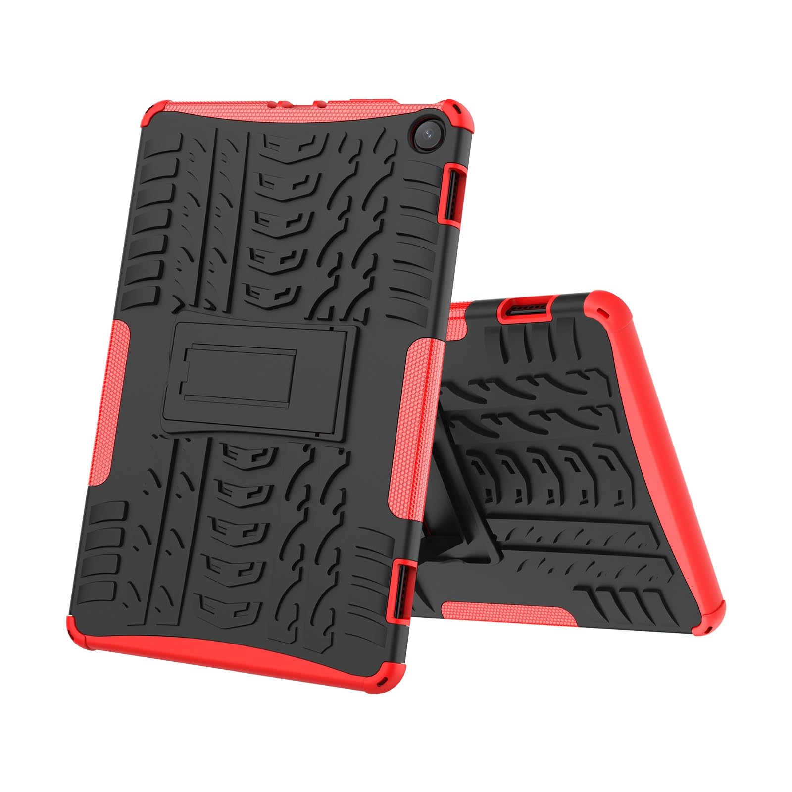 Copertura per tablet per Fire Max 11 pollici Rilasciato 2023 Struttura della gomma antiurto TPU+PC Custodia protettiva con supporto pieghevole maniglia (ROSSO)