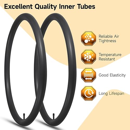 Miniatura 4 de yeesport Neumáticos de bicicleta de montaña de 24 pulgadas, paquete de 2 neumáticos de bicicleta plegables de 24 x 2.125 pulgadas y tubos de