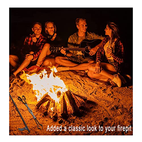 Bmmxbi Adjustable Heavy-Duty Steel Firepit Grabber And 26" Log Grabber Fireplace Tongs For Outdoor Fire Pits, Extends From 26" To 40" L Poker, For Campfires, Fireplaces And Wood Stoves #TOP6