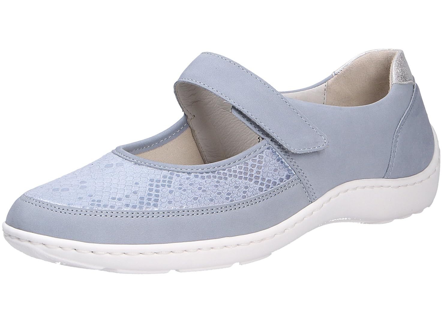 Waldläufer Henni-Soft Denver (cuir nubuck)/stretch crocus Sky Argento, largeur H 496H33-300-267 Bleu