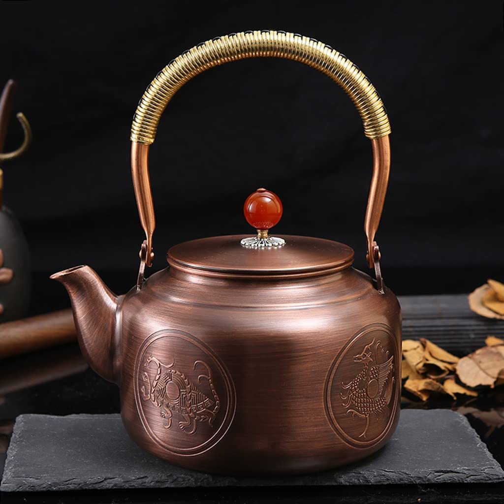 NEBE Tetera Olla de Cobre auspiciosa Creativa, Barril Recto con Tapa, Tetera de Regalo, Juego de té de Oficina, Olla de Cobre for hostelería Teapot