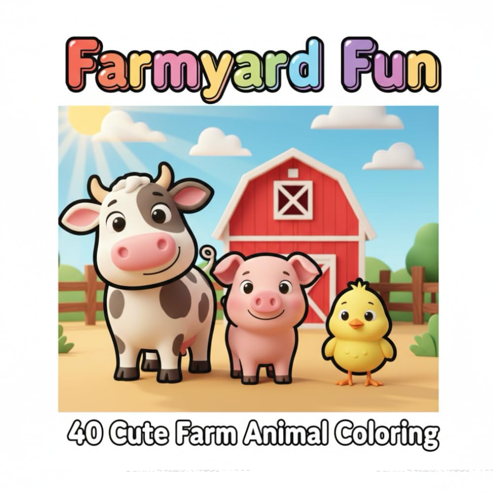 Farmyard Fun: 40 Cute Farm Animal Coloring