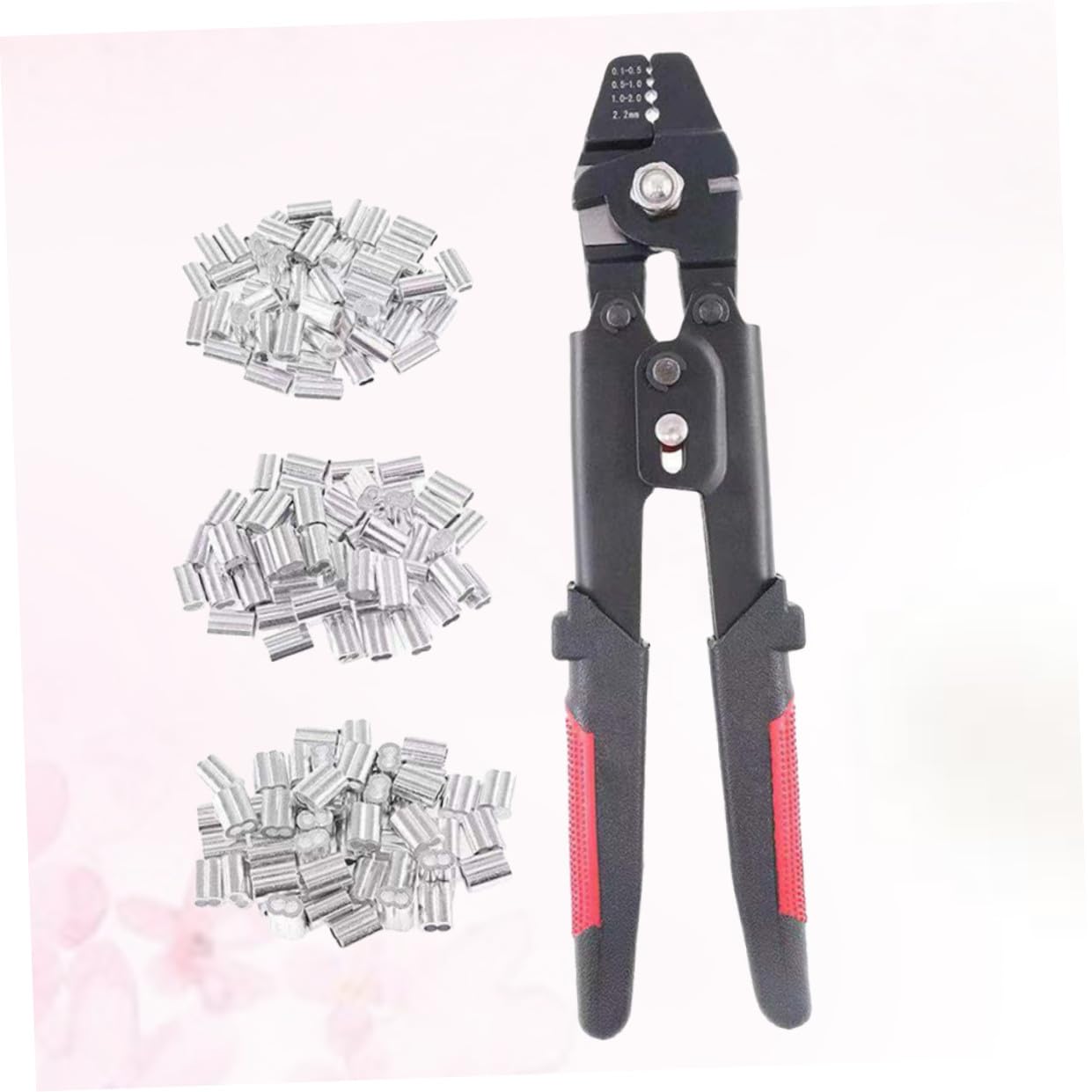 Pinza Crimpatrice per Cavo con Manicotto in Alluminio M1.2 M1.5 M2 | 1 Pezzo, 4 Posizioni di Pressatura, Impugnatura Antiscivolo in Pvc, 180 Terminali a Doppia Canna Inclusi