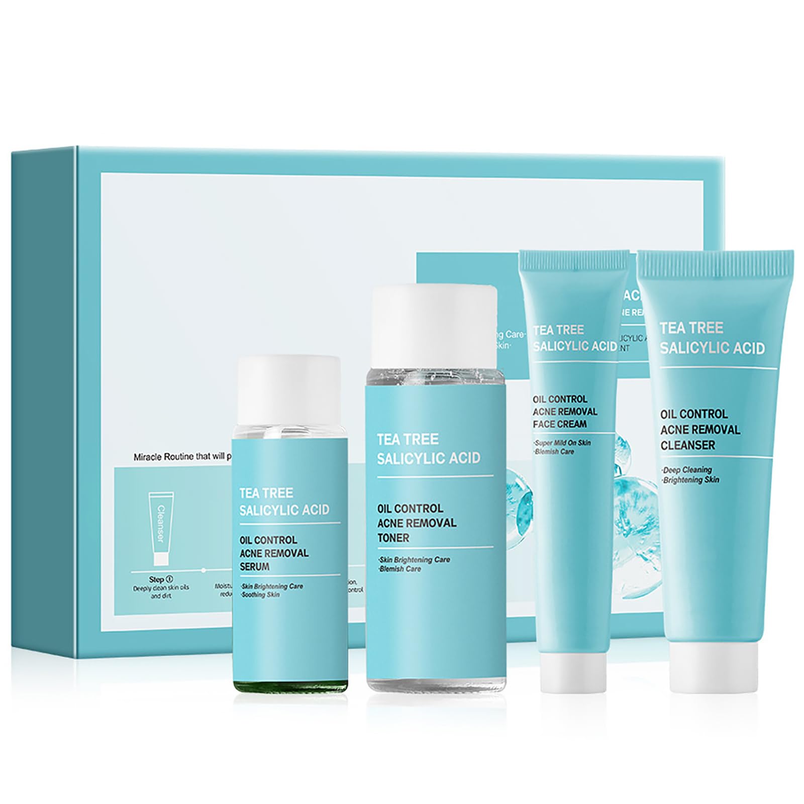 Tea Tree Acne Skin Care Sets & Kits, Salicylic Acid Acne Removal Skincare Set, Teen Skincare Gift Set including Cleanser