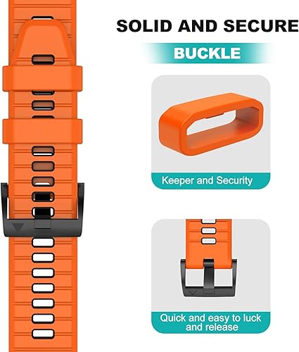 Miniatura 4 de OVERSTEP Correa de reloj para Fenix 7, Fenix 6, Fenix 5, 0.86 pulgadas, bandas de repuesto resistentes para Garmin Fenix 5 PlusFenix 6 ProFenix 7