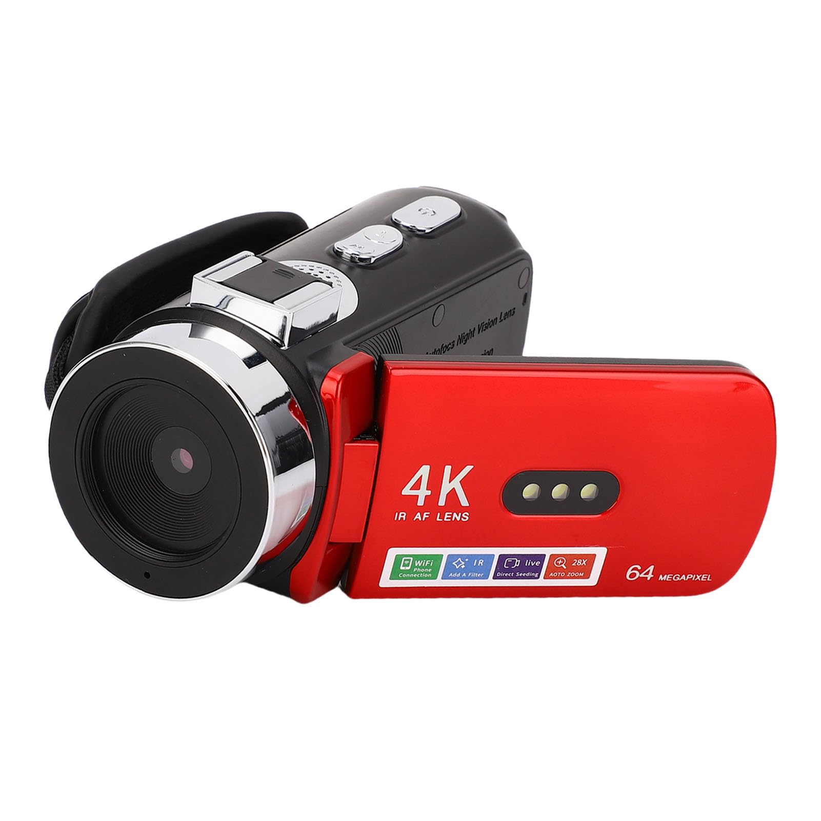 Gugxiom Videocamera Videocamera, Registratore di Fotocamere Digitali HD 4K 64MP per YouTube Tiktok, Schermata di Rotazione da 3 Pollici da 180 Gradi CARCORDERS per Bambini, Adolescenti,