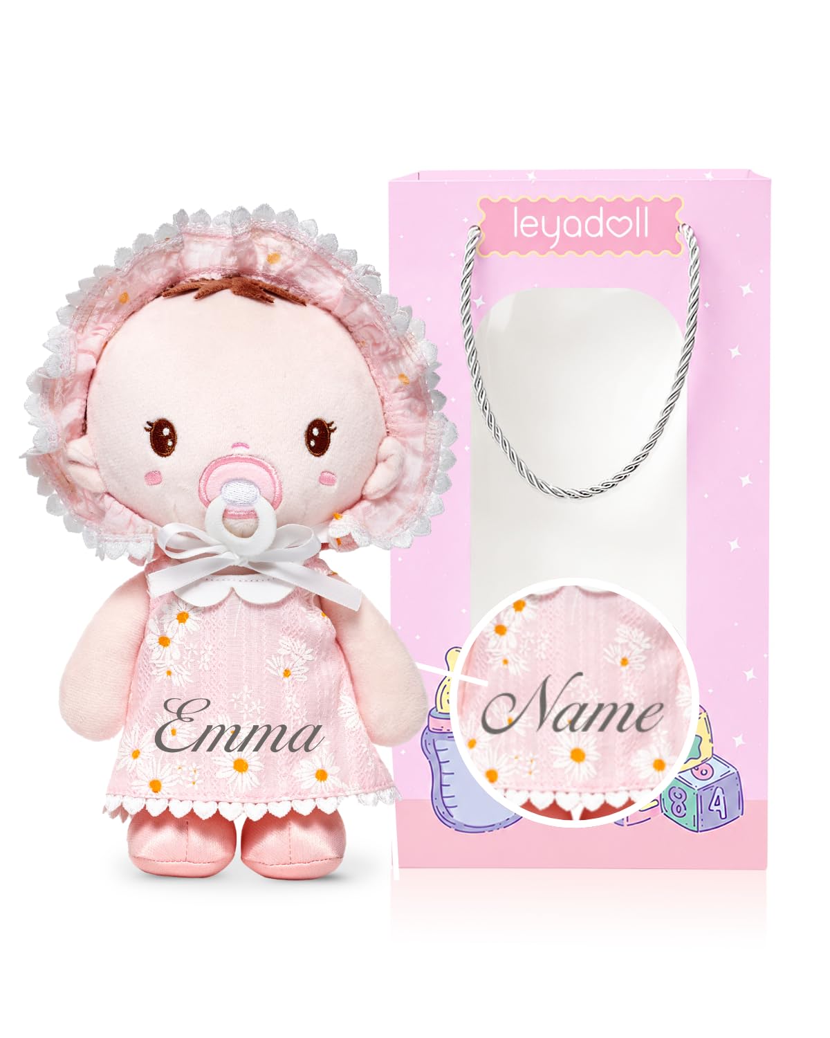 LeyaDoll Soft Baby Doll Toys (9''), Baby Rag Doll, My First Cuddly Plush Doll, Ideal Birthday for Toddlers, Infants & 1 Year Old Baby Girls-Daisy Baby