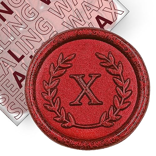 50Pcs Red Letter X Adhesive Wax Seal Stickers, Hand-Made, No Need Seal Stamp, Tear and Use Wax Stickers for Wedding Invitations, Envelopes, Christmas Gift