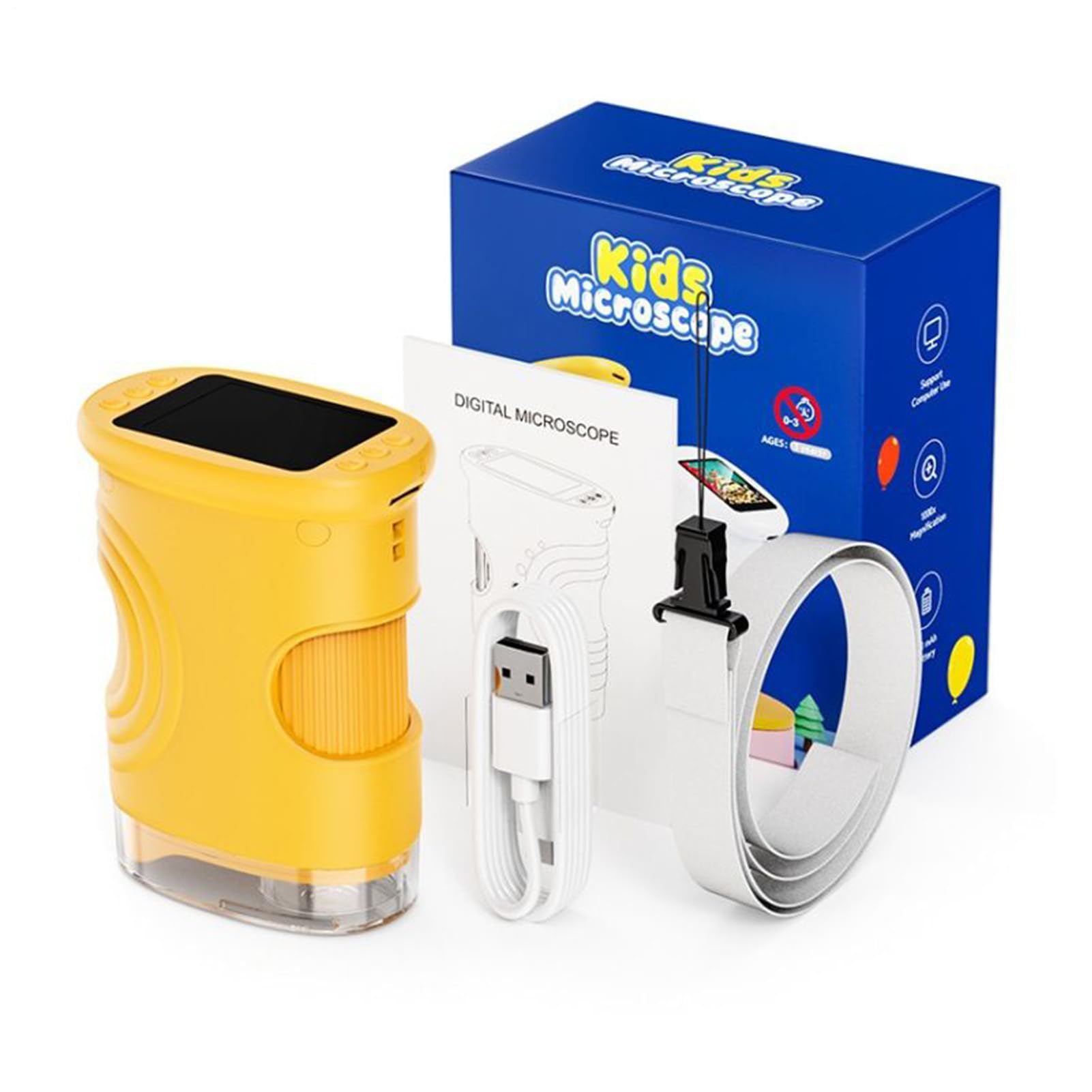 Microscopio Digitale per Bambini Giocattoli Scientifici Educativi | Microscopio Digitale Manuale con Schermo 5 cm per Casa Scuola Natura Ragazzi Ragazze
