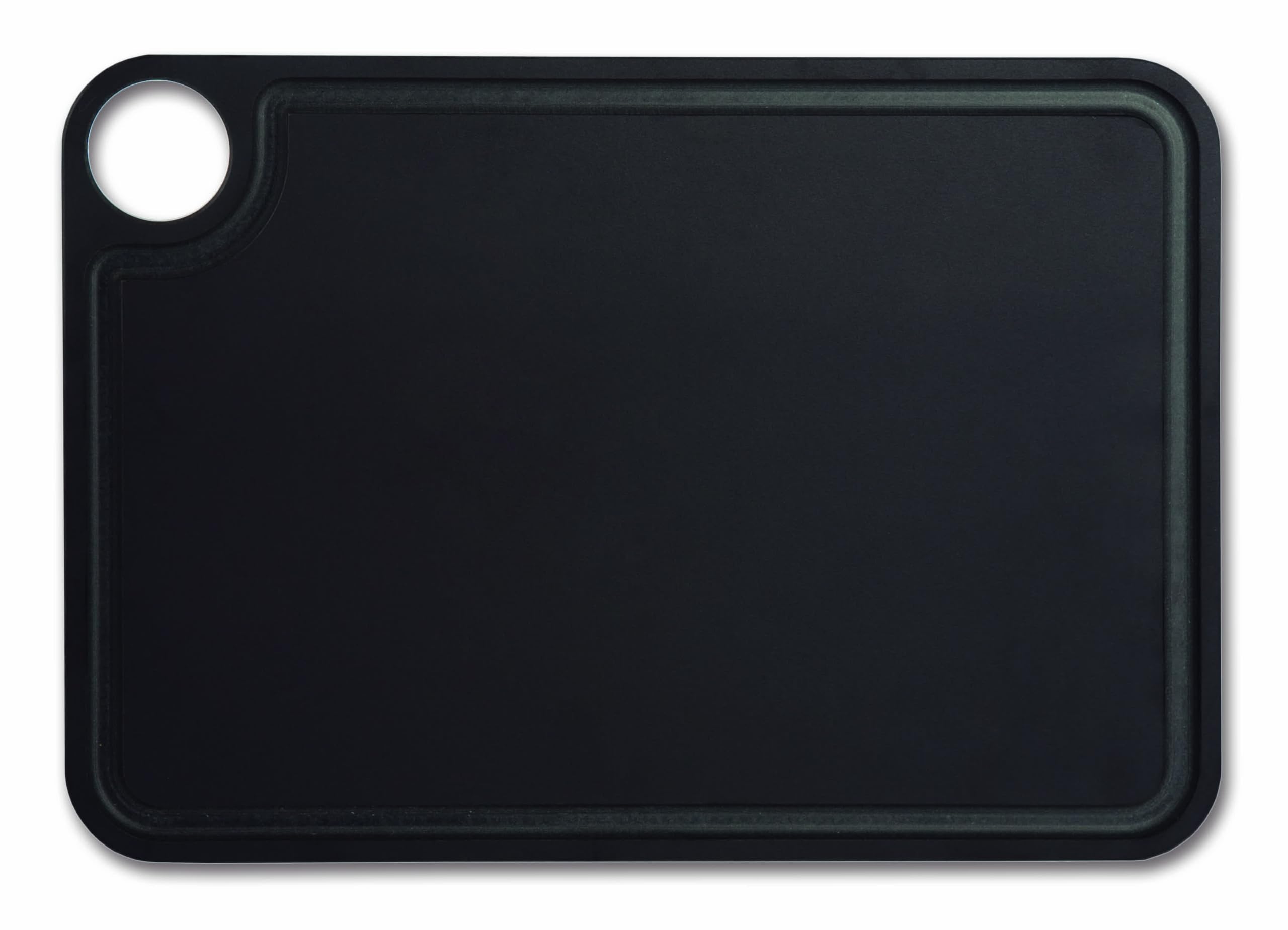 ARCOS Cutting Board with Channel and Hanger, Smooth Surface for Chopping Food in Cellulose Fibre and Resin, Professional Meat and Vegetable Cutting Utensil, Serving Board, Color Black, 330 x 230 mm