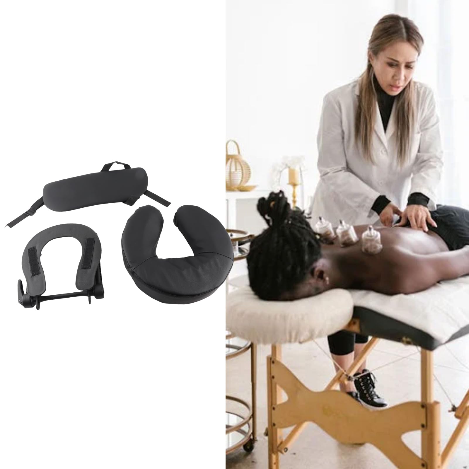 Luocute Cuscino per Lettino Massaggio Regolabile per Lettino per il Viso con Supporto per le Poggiatesta per Lettino Massaggio, Poggiatesta per Letto di Bellezza a Forma di U