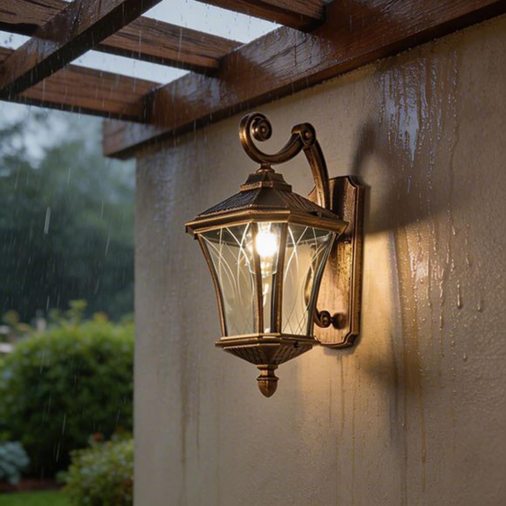 AoLa Wandleuchte Außen Vintage IP54 Wasserdicht Wandlampe Retro E27 Landhaus Design Aussenlampe Wand Outdoor aus Aluminium und Glas Lampenschirm Außenlampe für Hauseingang Terrassen Balkon,Bronze