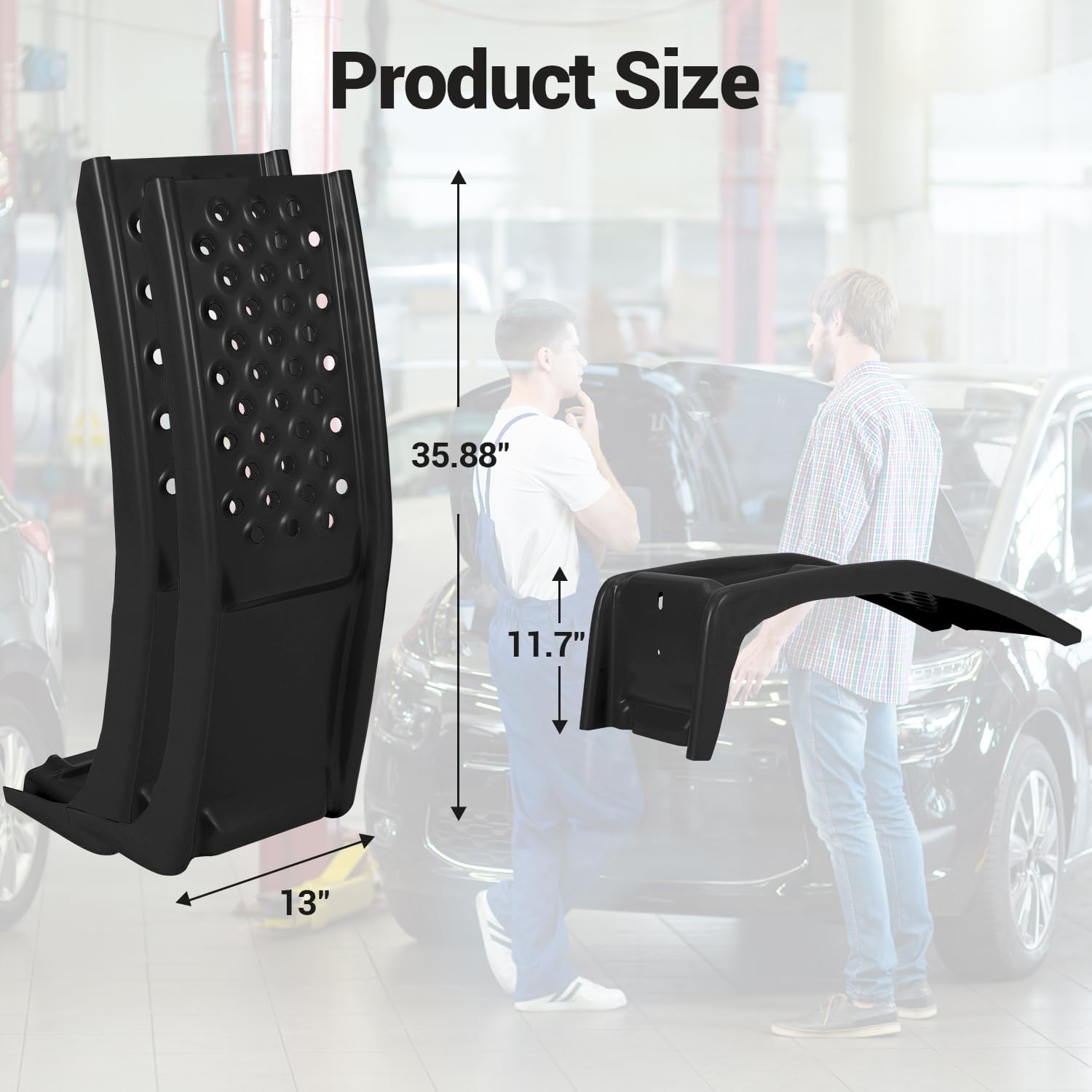 Heavy Duty Low Profile Car Ramps 8" Lift (2 Pack) - 8000LB Capacity Solid Steel Auto Ramps for Trucks, SUVs - Ideal for Oil Changes, Tire Rotation & Maintenance - 4000LB Per Ramp, Black