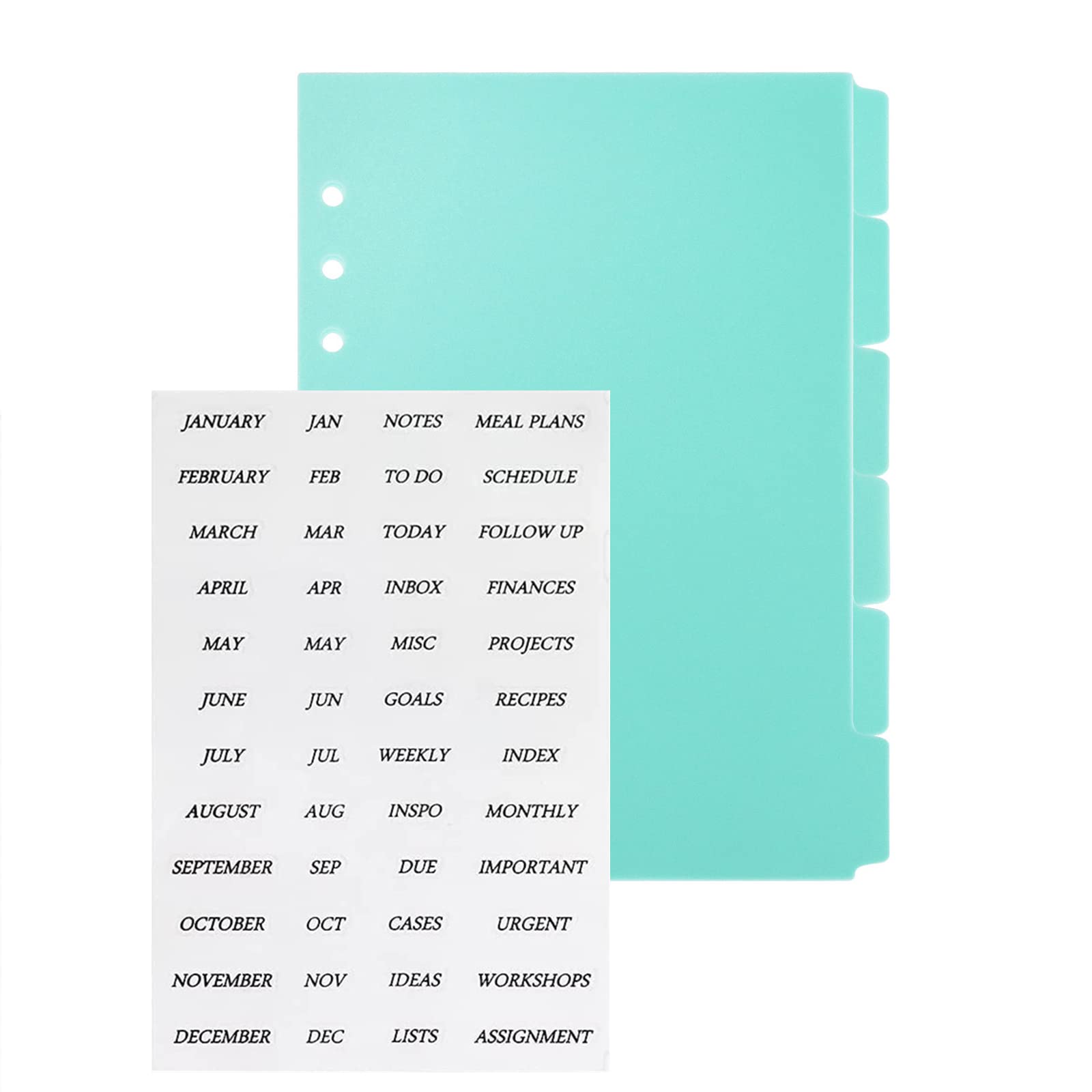 buy-multibey-mint-green-binder-dividers-with-6-binder-tabs-solid-color