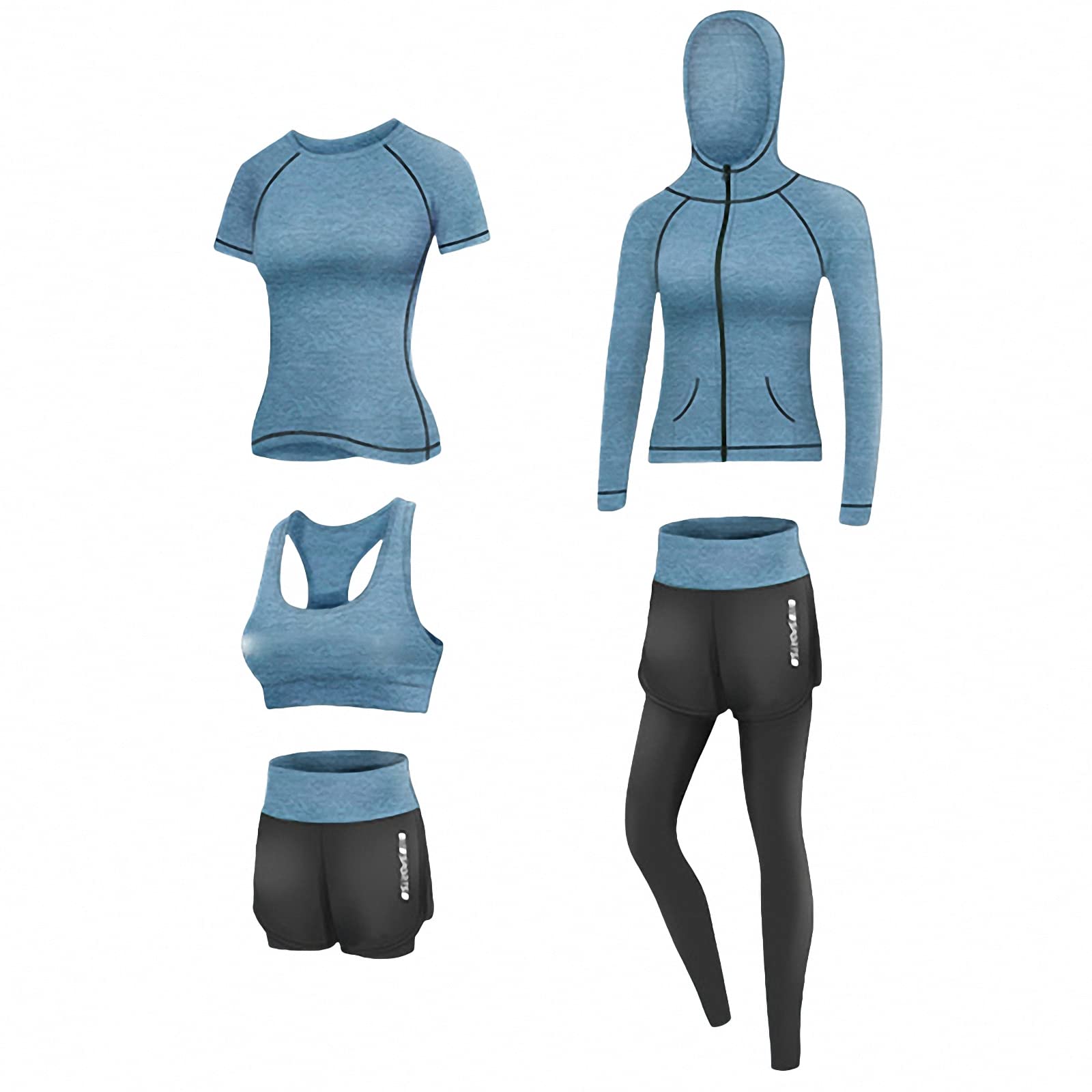5-częściowy damski dres fitness, joga dla początkujących odzież na siłownię, do biegania na co dzień szybkoschnące legginsy, styl 11, M
